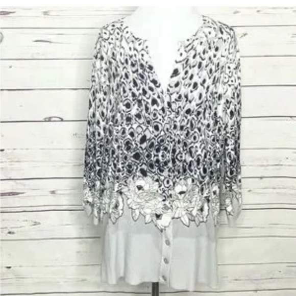 Black, Grey and White Leopard Print Floral Cardigan, size S M L - Picture 1 of 7